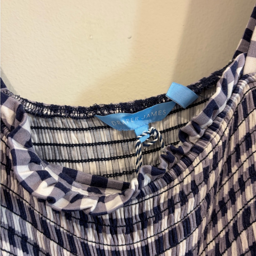 Draper James Blue and White Gingham Smocked Dress - Picture 3 of 5
